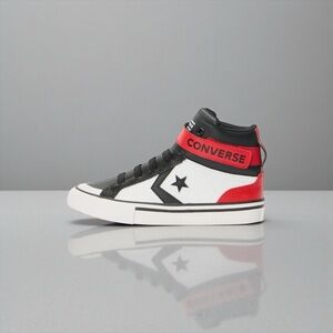Converse Pro Blaze Strap Hi Boys Kids Black Red Leather Strap